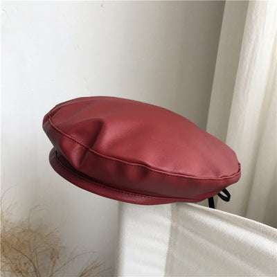 Adjustable Painter Cap, Leather Beret Hat, PU Beret Accessory - available at Sparq Mart