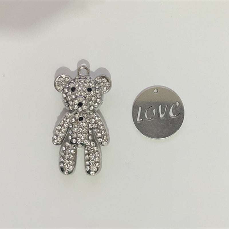 cute steel pendant, sparkling animal jewelry, titanium bear necklace - available at Sparq Mart