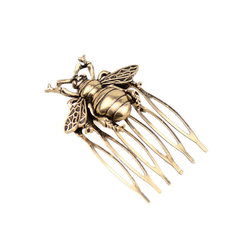 Antique Bee Hair Comb, Elegant Alloy Hairpin, Geometric Side Clip - available at Sparq Mart