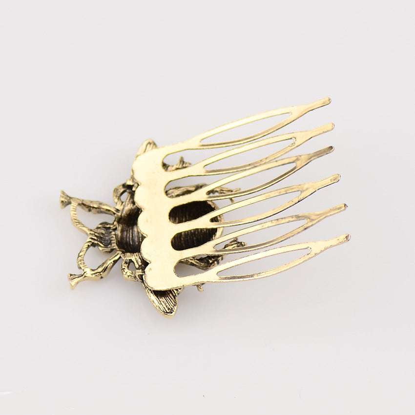 Antique Bee Hair Comb, Elegant Alloy Hairpin, Geometric Side Clip - available at Sparq Mart