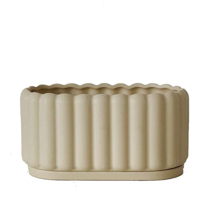 Ceramic Planter Tray, Colorful Round Planters, Fence Style Planter - available at Sparq Mart