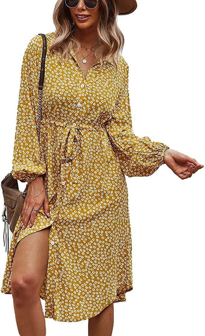 Long Sleeve Dress, Printed Midi Dress, Winter Fashion Dress - available at Sparq Mart