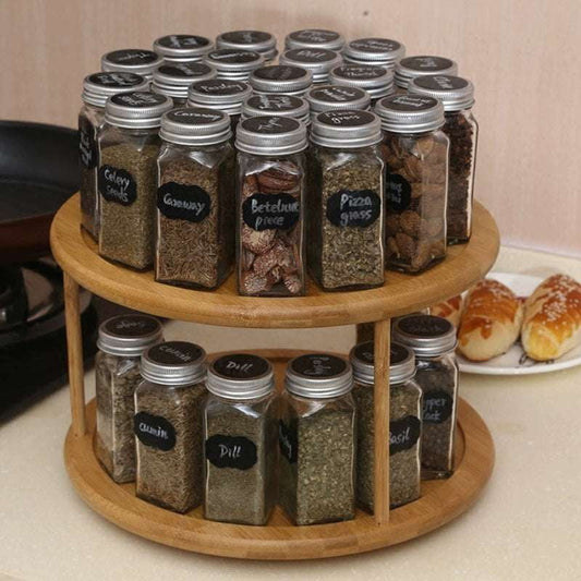 2 Tier Organizer, Bamboo Spice Rack, Cabinet Turntable Organizer - available at Sparq Mart