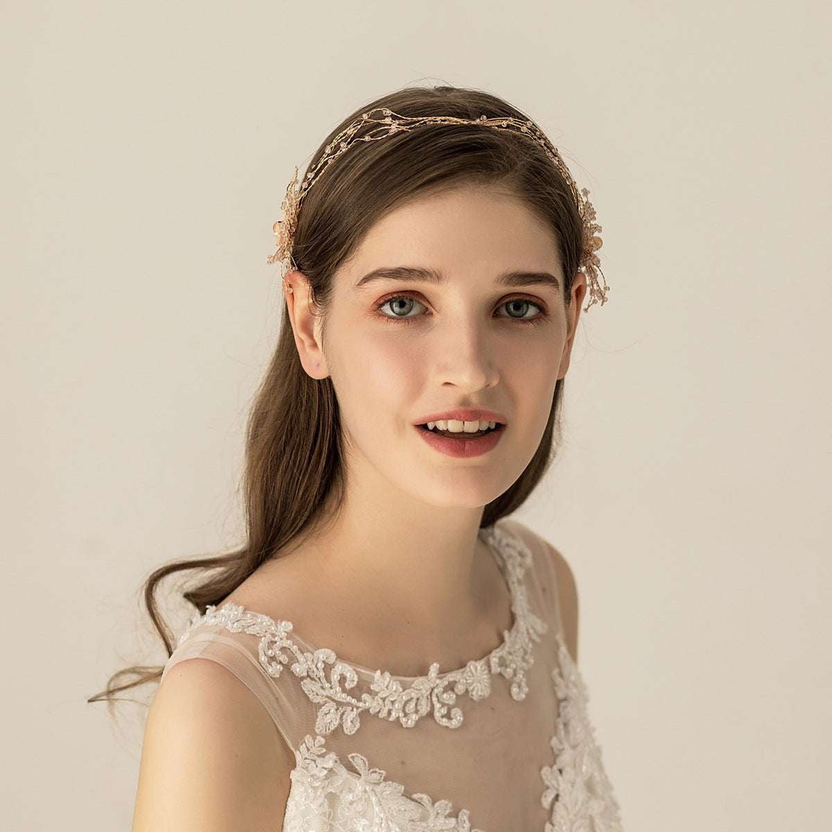 Beaded bridal headband, gold, hair accessories - available at Sparq Mart