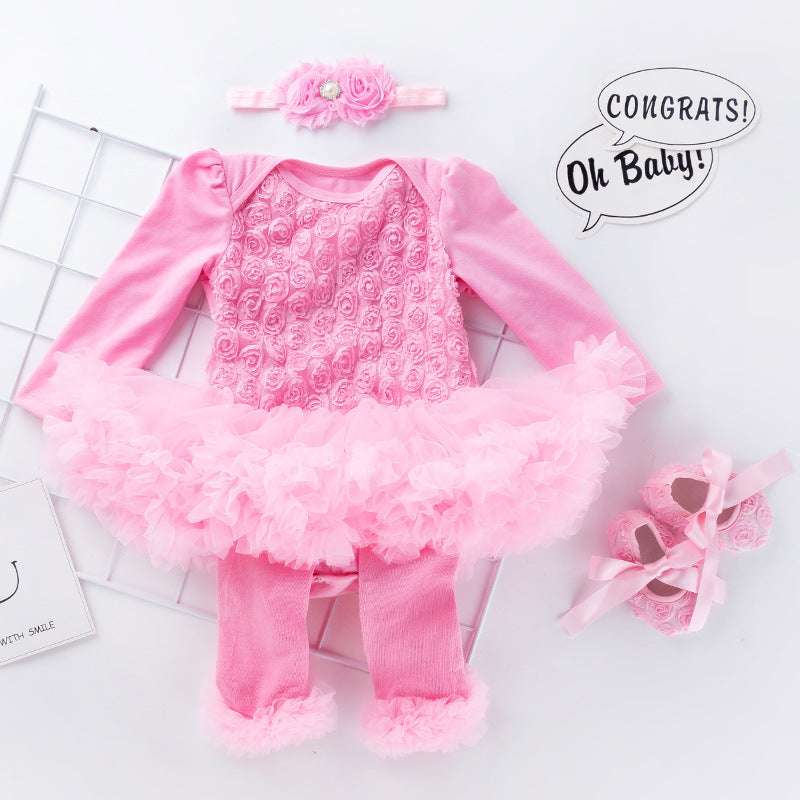 Baby Romper Dress, Compound Rose Romper, Long Sleeve Romper - available at Sparq Mart