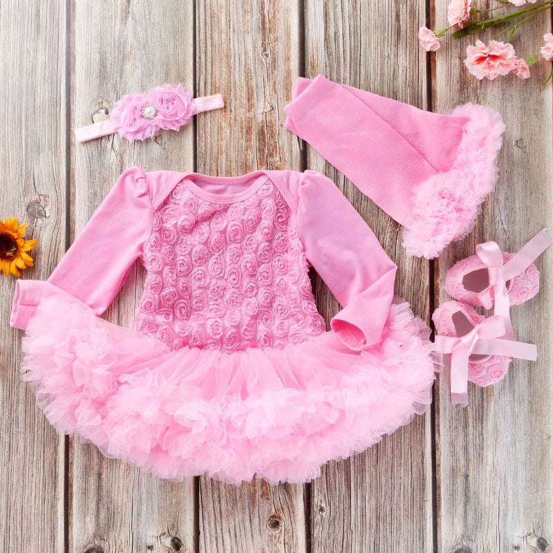 Baby Romper Dress, Compound Rose Romper, Long Sleeve Romper - available at Sparq Mart