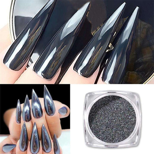 Black Nail Sparkle, Electroplating Nail Polish, Mirror Nail Glitter - available at Sparq Mart