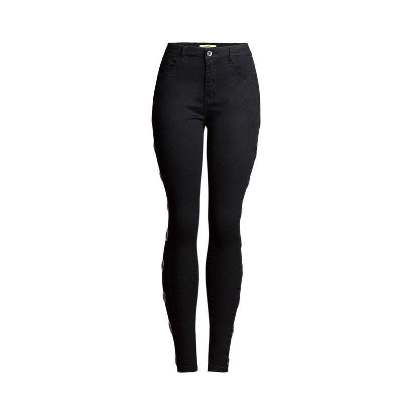 black slimming denim, fashionable jeans corn, slimming side-corn jeans - available at Sparq Mart