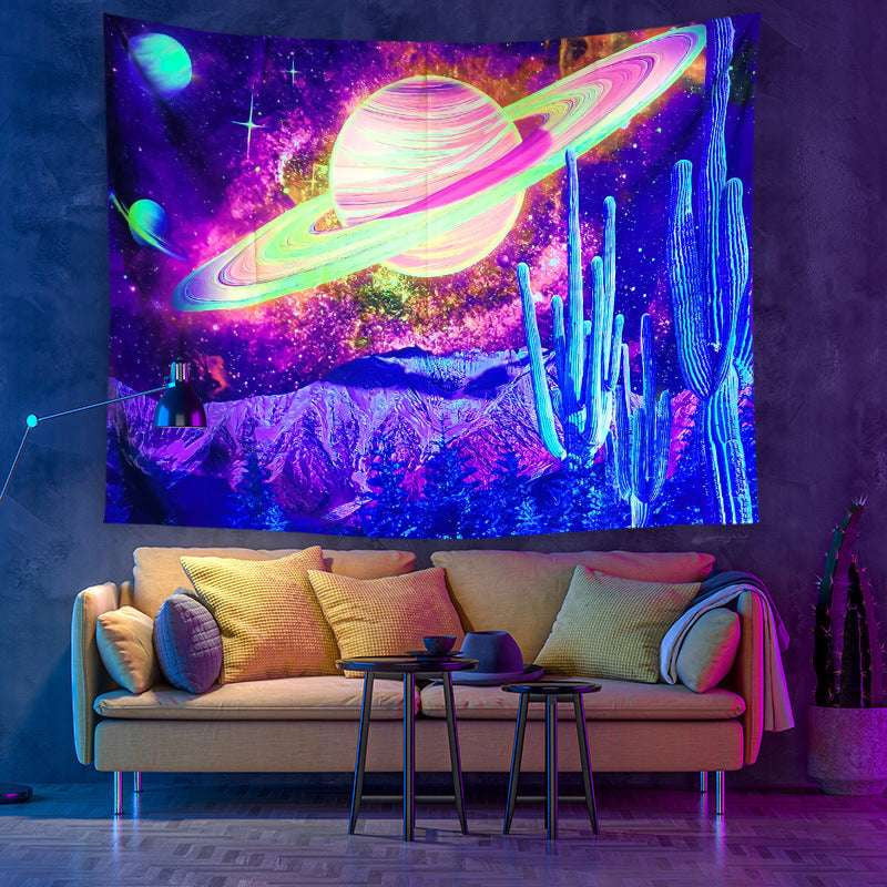 Bohemian Moon Wall Tapestry, Celestial Room Decoration, UV Reactive Wall Hanging - available at Sparq Mart