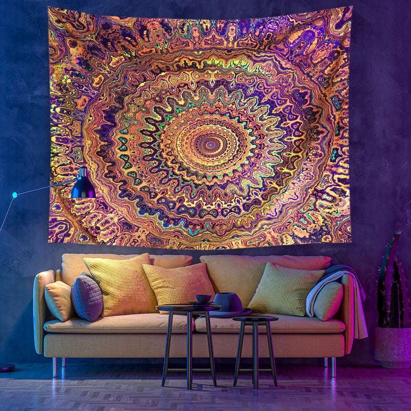 Bohemian Moon Wall Tapestry, Celestial Room Decoration, UV Reactive Wall Hanging - available at Sparq Mart