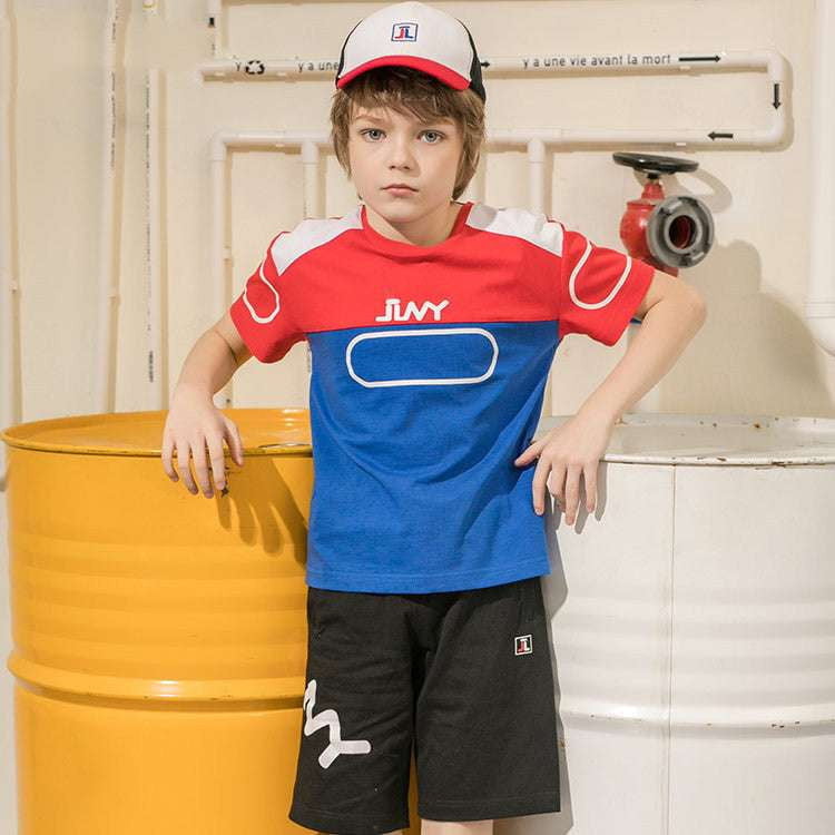 Boys Summer Suit, Cotton Kids Outfit, Short Sleeve Set - available at Sparq Mart