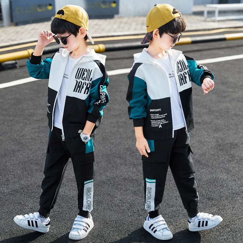 boys sports tracksuit, kids athletic wear, spring jacket set - available at Sparq Mart