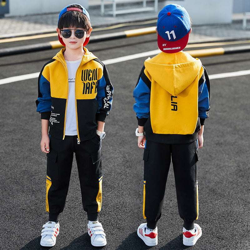 boys sports tracksuit, kids athletic wear, spring jacket set - available at Sparq Mart