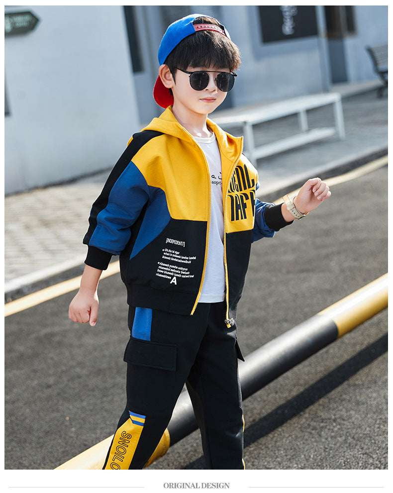 boys sports tracksuit, kids athletic wear, spring jacket set - available at Sparq Mart