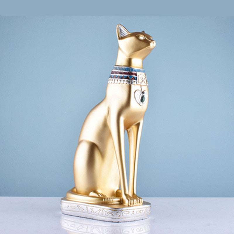 Egyptian Cat Figurine, Golden Cat Decor, Lucky Cat Statue - available at Sparq Mart