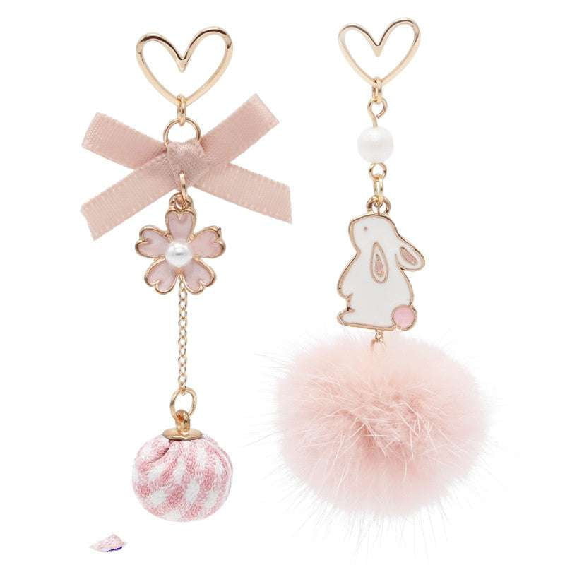 Cherry Blossom Earrings, Cute Silver Ear Clips, Japanese Ball Earrings - available at Sparq Mart