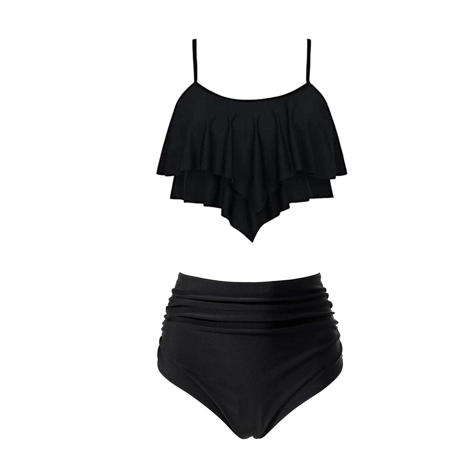 elegant swimsuit design, high-waisted bikini, ruffled swimwear fashion - available at Sparq Mart