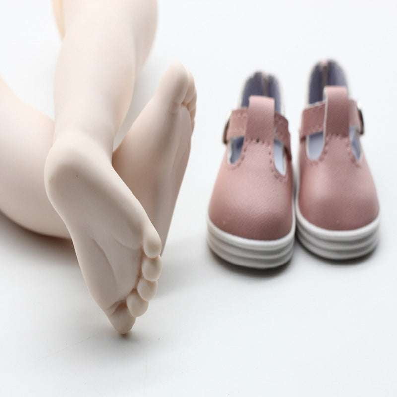 brown leather dollies, creative doll buckle shoes, infant doll shoes - available at Sparq Mart