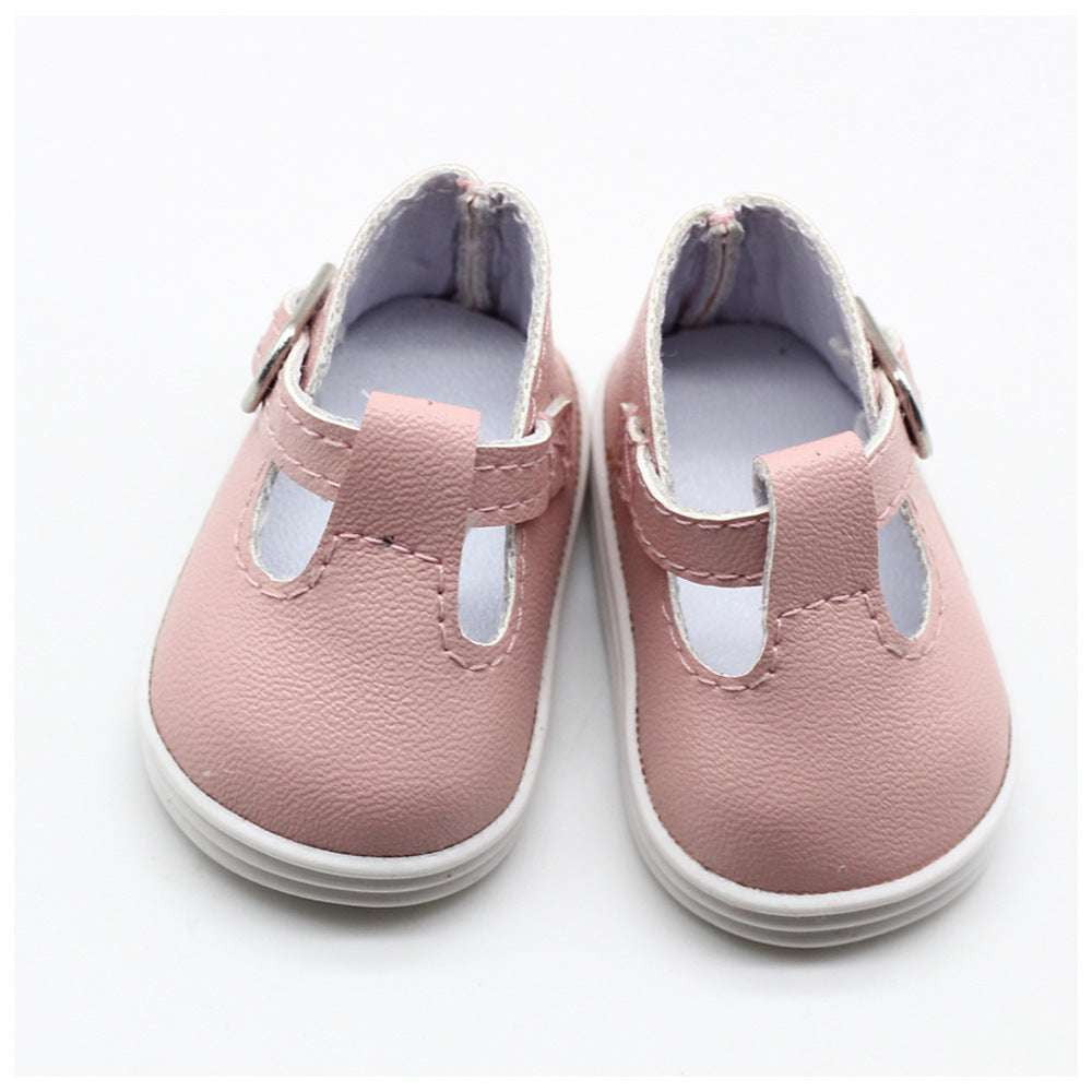 brown leather dollies, creative doll buckle shoes, infant doll shoes - available at Sparq Mart