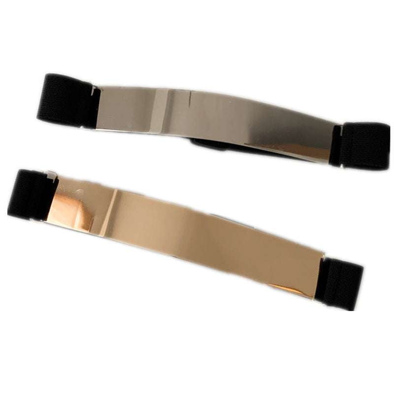 Elastic Dress Belt, Glossy Metal Waistband, Gold Silver Belt - available at Sparq Mart