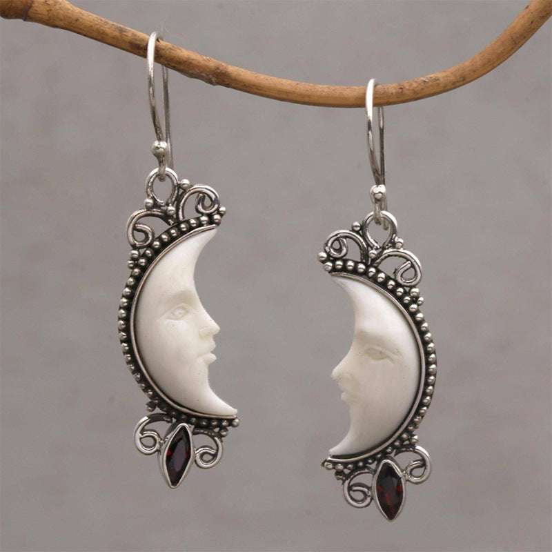 Face Carved Jewelry, Mysterious Style Earrings, Unique Silver Earrings - available at Sparq Mart