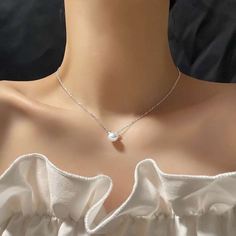 Elegant Clavicle Chain, Pearl Cat Necklace, Temperament Kitten Necklace - available at Sparq Mart