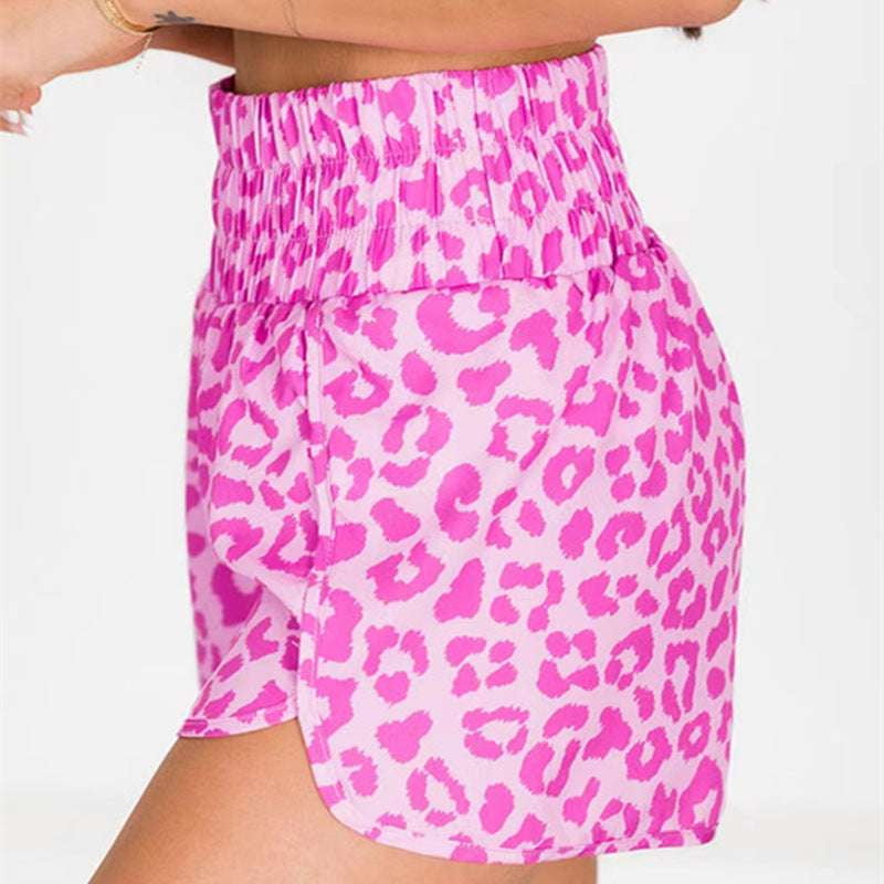 Casual Shorts Fashion, High Waist Shorts, Pink Leopard Shorts - available at Sparq Mart