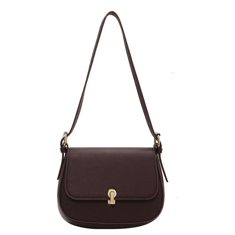 Chic Small Handbag, Female Saddle Bag, Retro Leather Crossbody - available at Sparq Mart