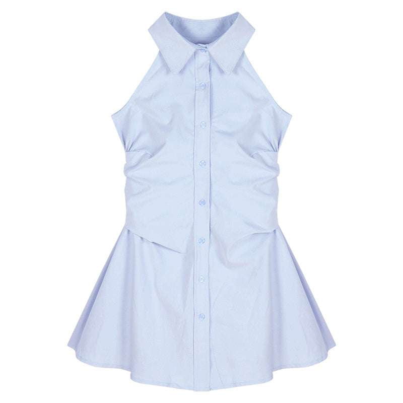 Sleeveless Shirt Dress, Summer Casual Dresses, Women's Polo Dress - available at Sparq Mart