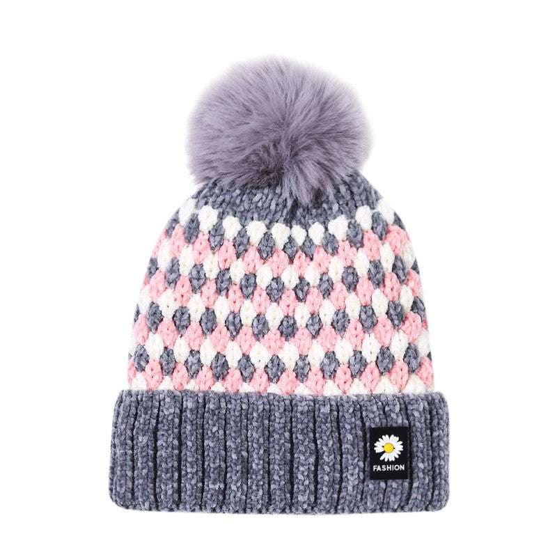 fashionable warm hat, knitted winter beanie, ladies cozy headwear - available at Sparq Mart