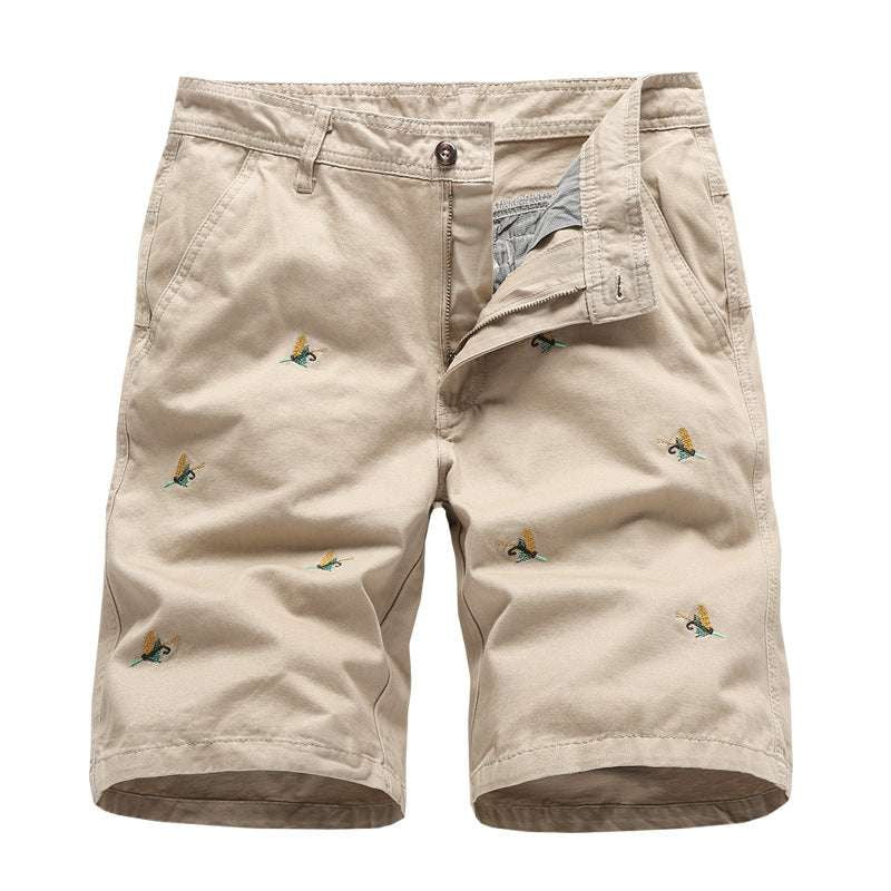 Casual Comfort Shorts, Embroidered Cotton Shorts, Men's Leisure Shorts - available at Sparq Mart