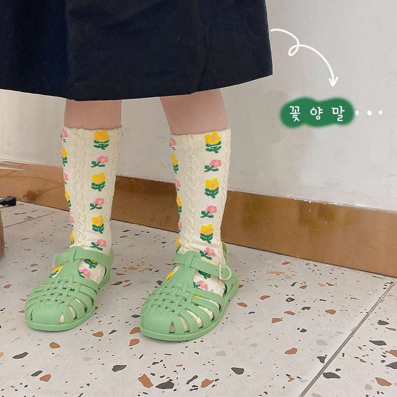 Breathable Children's Footwear, Floral Kids Socks, Kids Cotton Socks - available at Sparq Mart