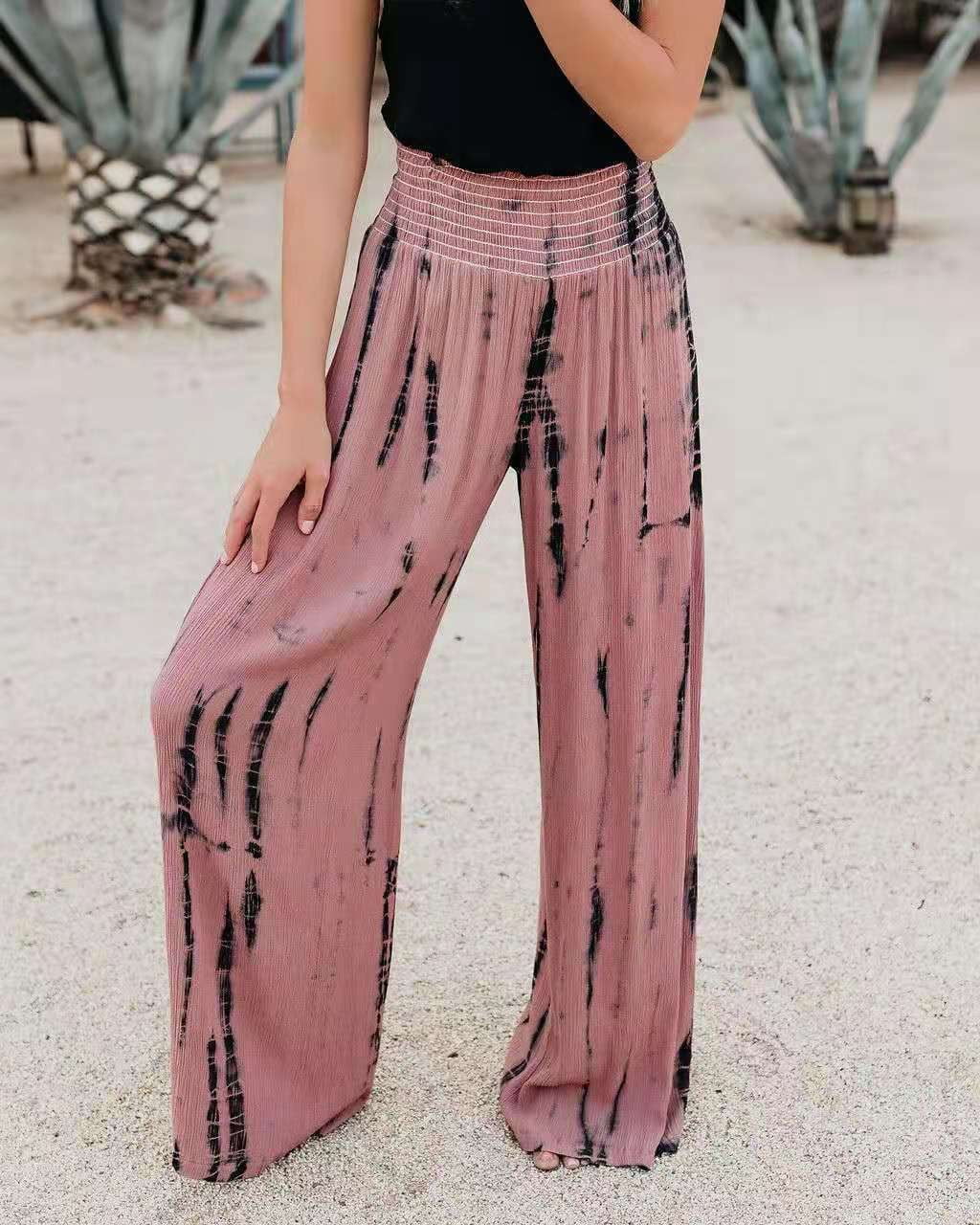 High Waist Pants Fashion, Wide Leg Elasticized Trouser, Women Casual Pocket Pants - available at Sparq Mart