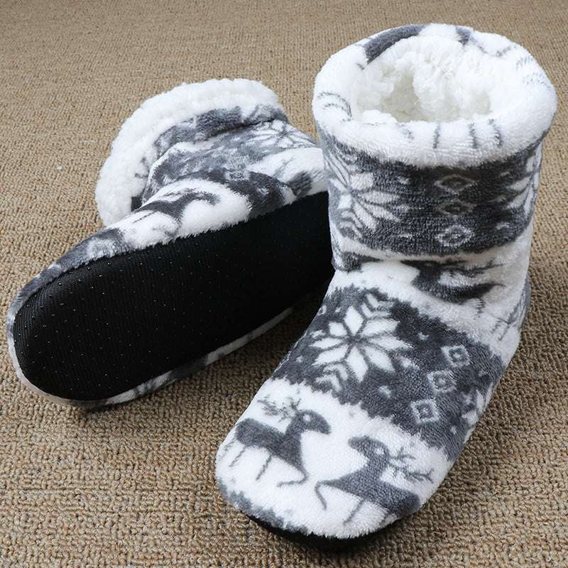 Cozy Christmas Elk, Indoor Socks Shoes, Plush House Slippers - available at Sparq Mart