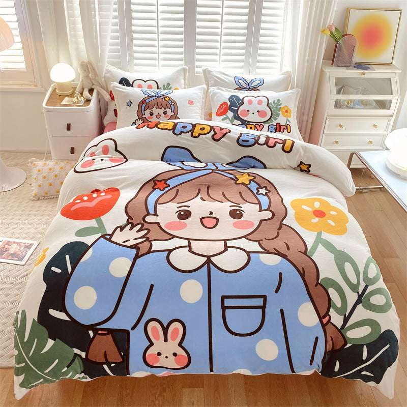 Cartoon Bed Sheet, Cozy Bedding Sets, Milk Fiber Comfort - available at Sparq Mart