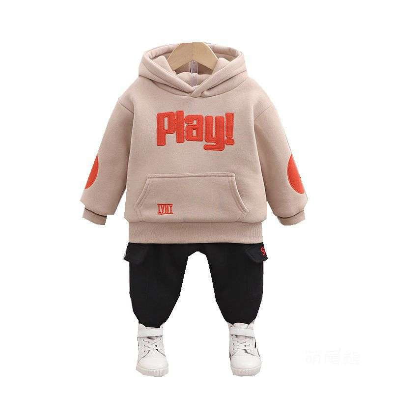 Hooded Kids Sweat Suit, Thicker Boys Winter Outfit, Toddler Fleece Sweater Set - available at Sparq Mart