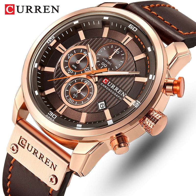 CURREN 8291, Men's Leather Chronograph, Military Quartz Watch - available at Sparq Mart