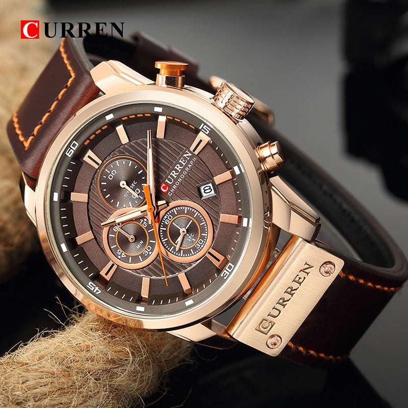 CURREN 8291, Men's Leather Chronograph, Military Quartz Watch - available at Sparq Mart