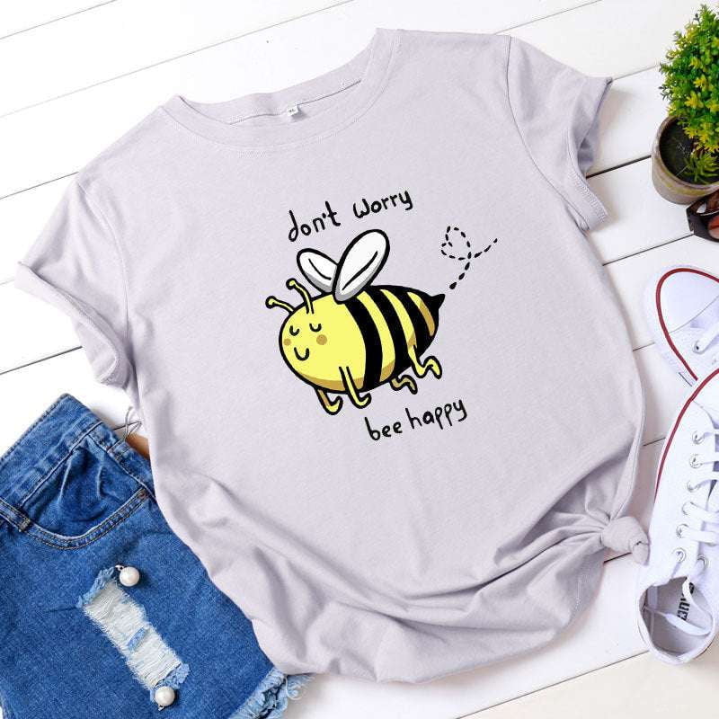 bee graphic tee, cartoon print tops, women's plus clothing - available at Sparq Mart