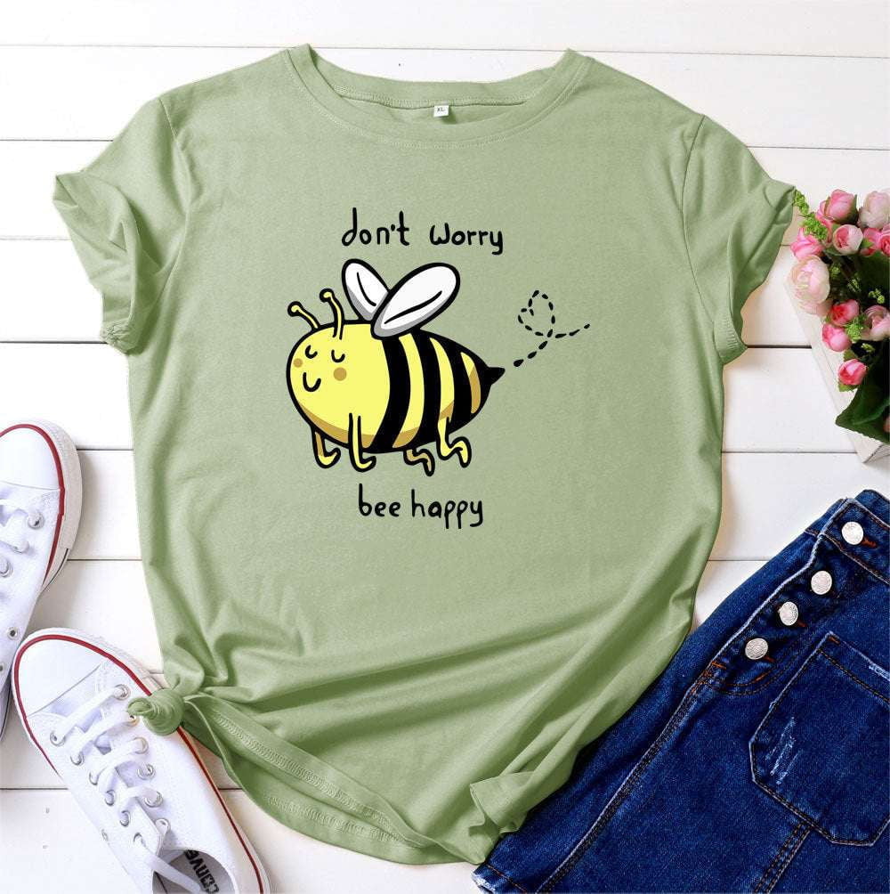 bee graphic tee, cartoon print tops, women's plus clothing - available at Sparq Mart