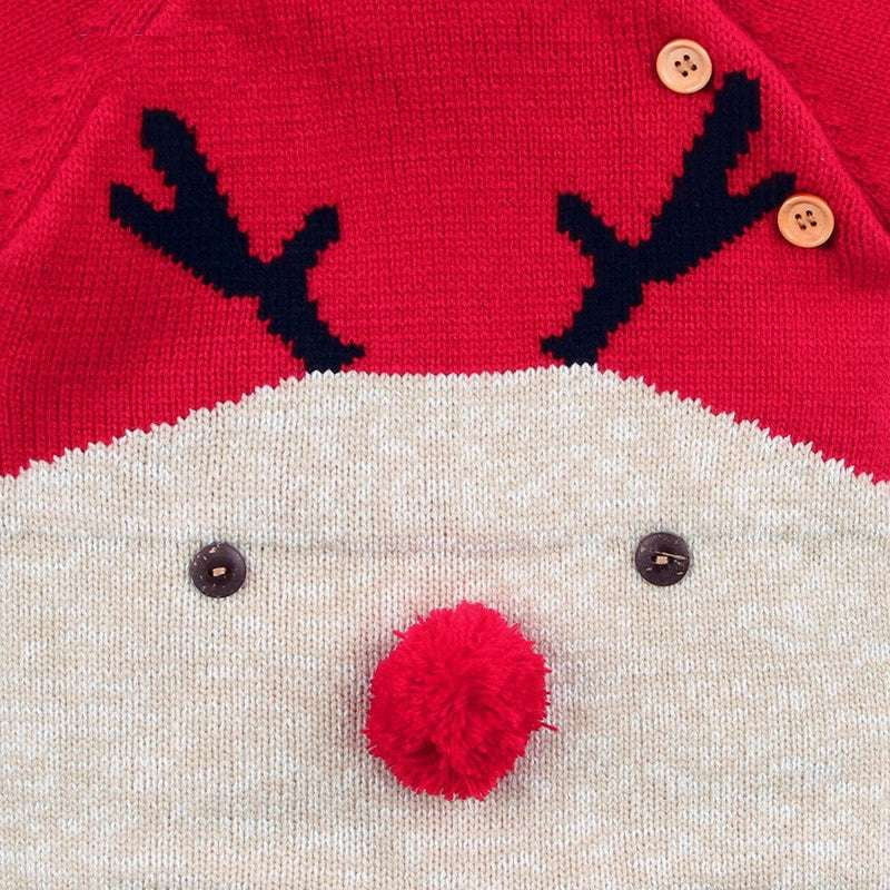 Christmas sweater, Cute fawn Christmas sweater, Knitted cartoon romper - available at Sparq Mart