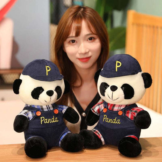 Cute Panda Plush, Panda Soft Toy, Plaid Panda Doll - available at Sparq Mart