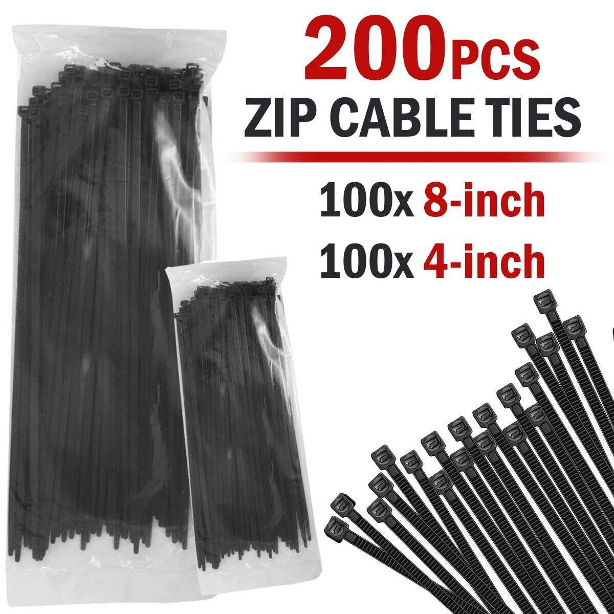 200 Pcs Bundle, Durable, Nylon Cable Zip Ties - available at Sparq Mart