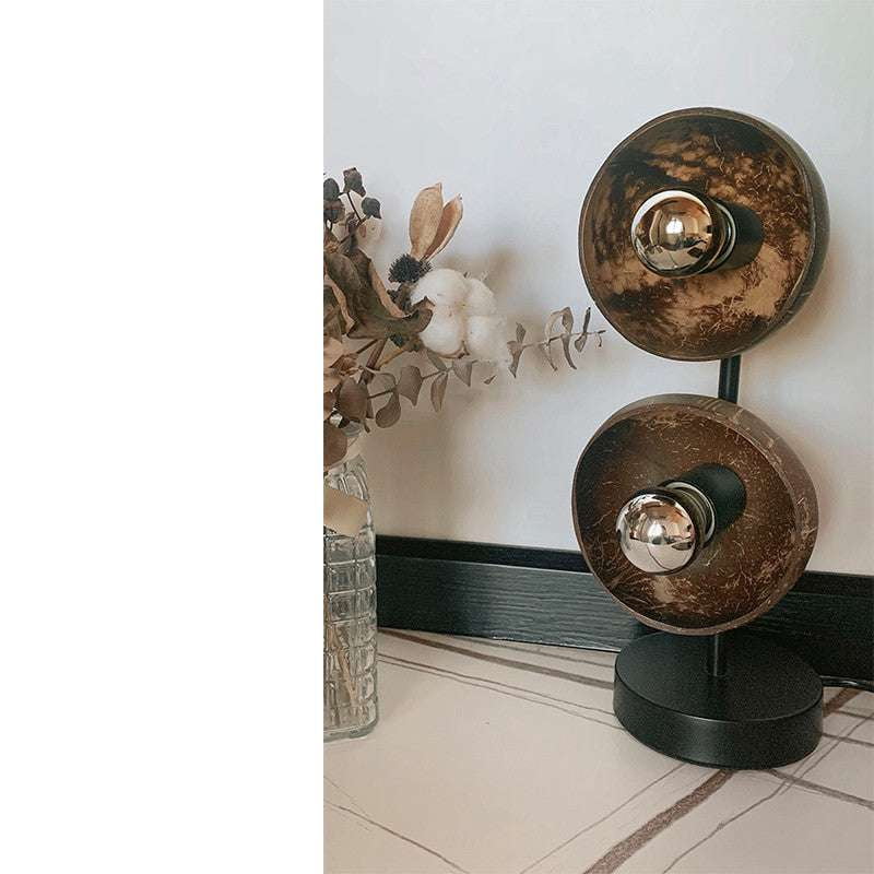 Boho Chic Bedside Light, Handcrafted Coconut Lamp, Sustainable Nightlight Decor - available at Sparq Mart