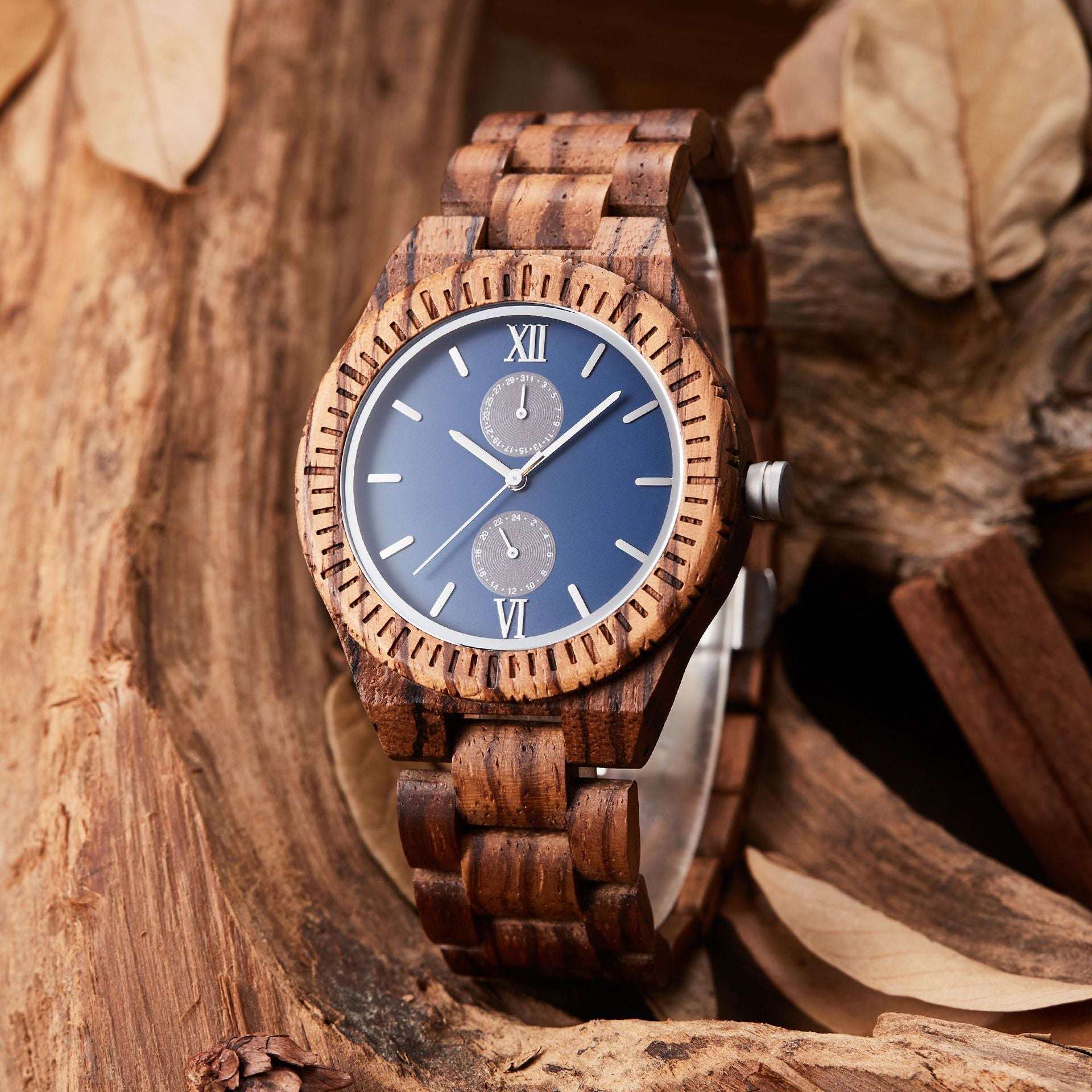 Eco-Friendly Wooden Watch, Men's Wooden Quartz Watch, Multi-Functional Wooden Watch - available at Sparq Mart