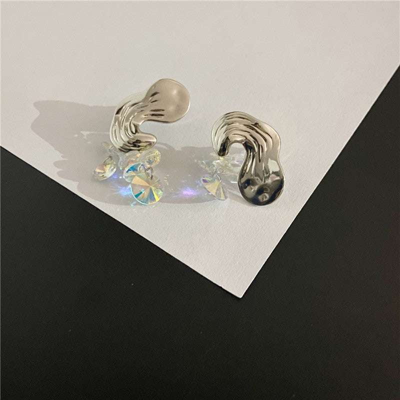 Luxury Asymmetrical Earrings, Special Shape Earrings, Textured Glass Earrings - available at Sparq Mart