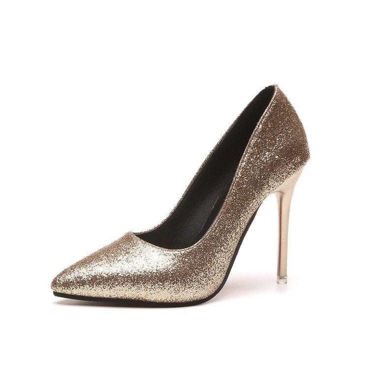 elegant stiletto shoes, gold bridal heels, silver bridesmaid stilettos - available at Sparq Mart