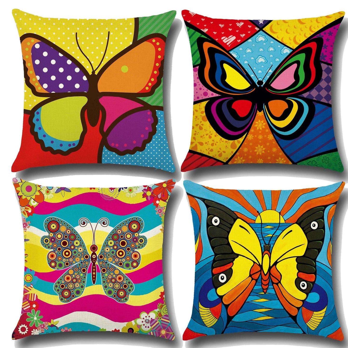 Butterfly Pattern Decor, Elegant Cushion Cover, European Linen Pillowcase - available at Sparq Mart