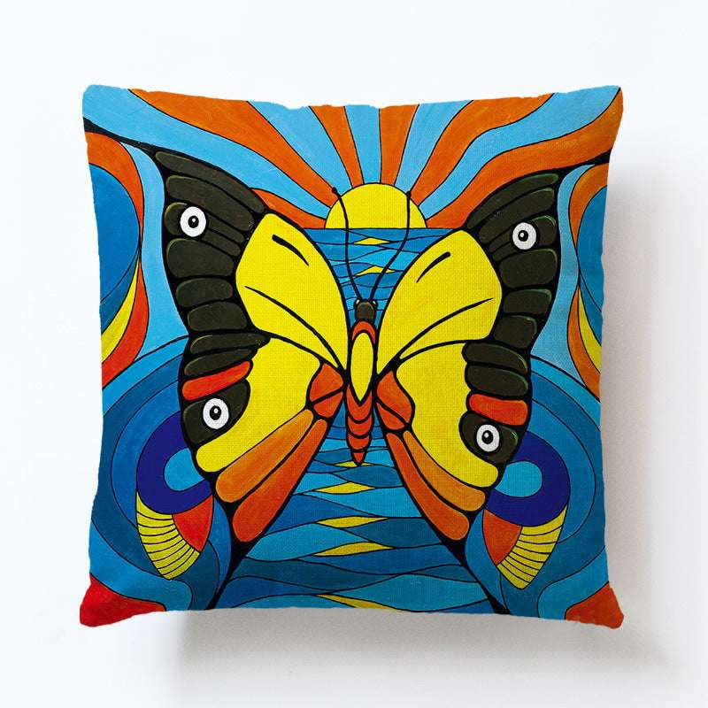 Butterfly Pattern Decor, Elegant Cushion Cover, European Linen Pillowcase - available at Sparq Mart