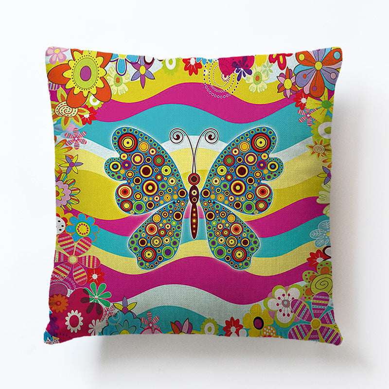 Butterfly Pattern Decor, Elegant Cushion Cover, European Linen Pillowcase - available at Sparq Mart